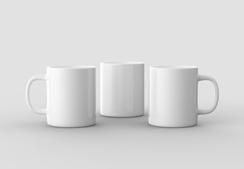 Mug mock up isolated on light gray background. 3D illustrating.