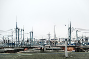 power line at the power substation