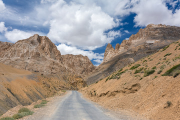 Beautiful mountain landscape on the Manali - Leh road in Ladakh, Jammu and Kashmir, India