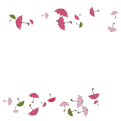 Pretty summer background with umbrellas. Umbrellas In Cartoon Free Style. Pattern Art Illustration Vector