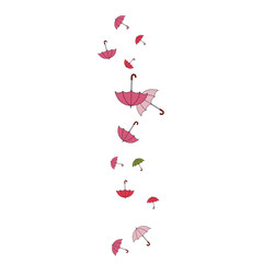 Pretty summer background with umbrellas. Umbrellas In Cartoon Free Style. Pattern Art Illustration Vector