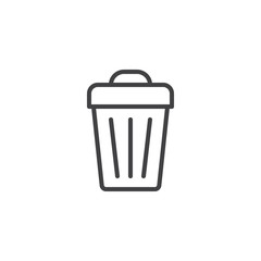 Trash can outline icon. linear style sign for mobile concept and web design. Garbage bin simple line vector icon. Delete symbol, logo illustration. Pixel perfect vector graphics