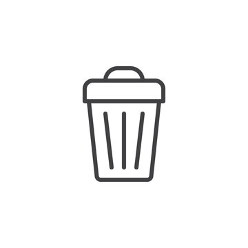 Trash can outline icon. linear style sign for mobile concept and web design. Garbage bin simple line vector icon. Delete symbol, logo illustration. Pixel perfect vector graphics