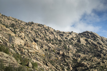 Granitic rock formations in La Pedriza, Guadarrama Mountains National Park, province of Madrid, Spain