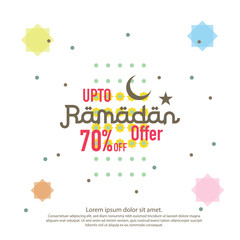 Fototapeta na wymiar Ramadan sale offer banner design. Promotion poster, voucher, discount, label, greeting card of Ramadan Kareem and Eid Mubarak celebration. background vector illustration