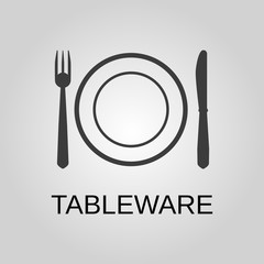 Tableware icon. Tableware symbol. Flat design. Stock - Vector illustration
