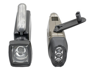 Led flashlights with manual recharging on white