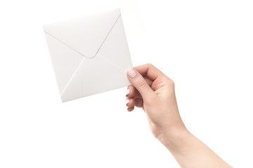 Fototapeta premium A female hands holding mail envelope