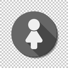 Female symbol. Simple icon of woman. White flat icon with long s