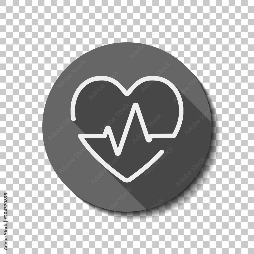 Aufkleber heart and pulse line. one line style. linear icon with thin outl