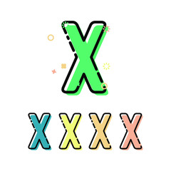 Letter x Children font in mbe style