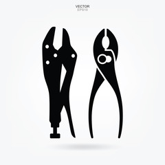 Pliers wrench icon. Craftsman tool sign and symbol. Vector illustration.
