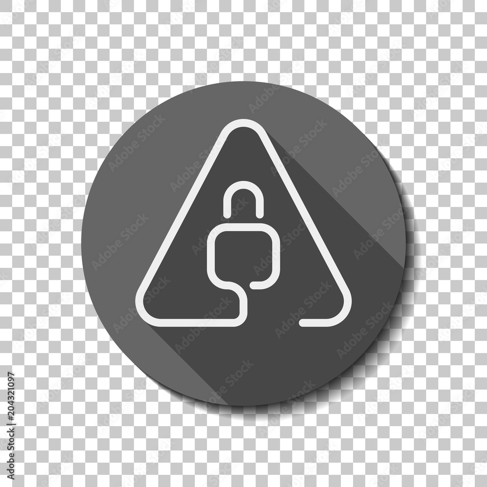 Poster lock in warning triangle. linear icon with thin outline. one lin