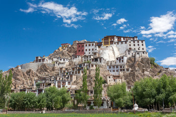 Obraz premium Spituk Monastery with view of Himalayas mountains. Spituk Gompa is a famous Buddhist temple in Ladakh, Jammu and Kashmir, India.