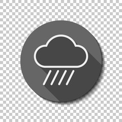 Cloud and rain. Weather simple icon. Linear style. White flat ic