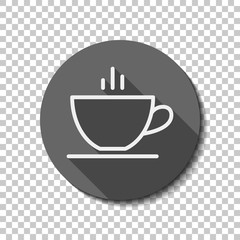 Simple cap of coffee or tea. Linear icon with thin outline. Whit