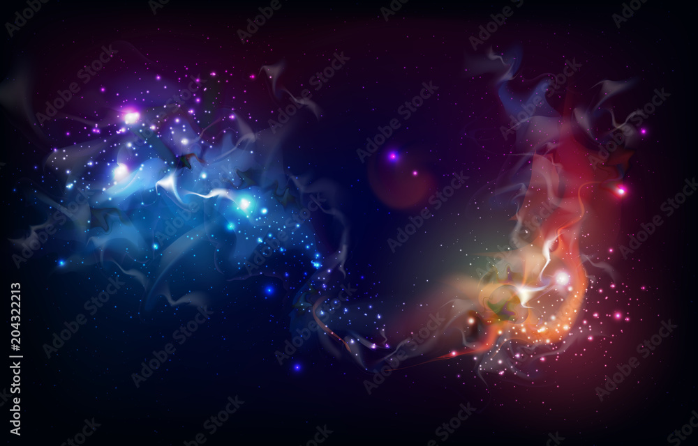 Wall mural abstract open space background. starfield, universe, nebula in galaxy. vector illustration