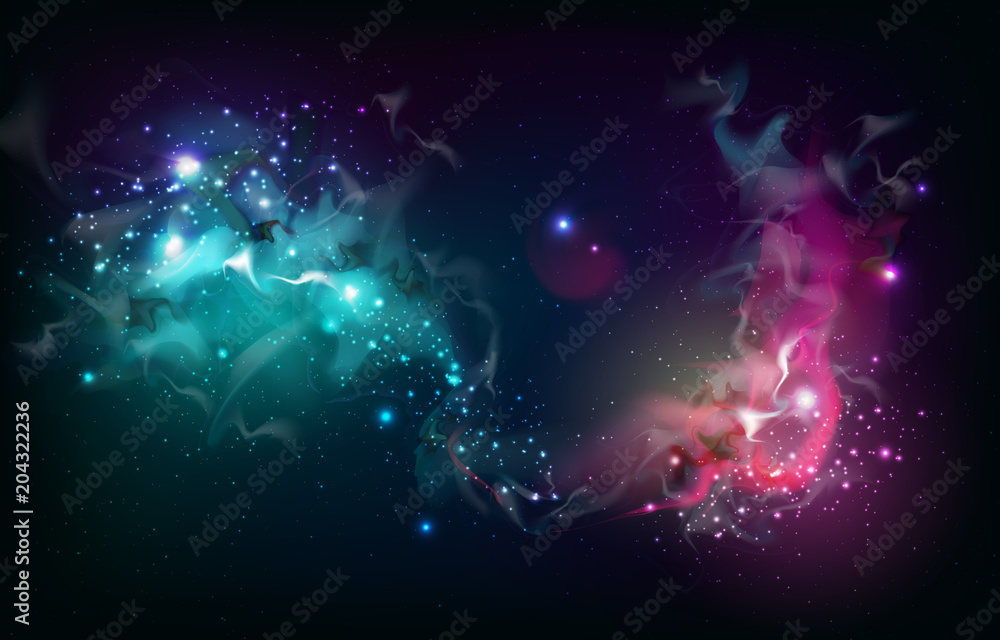 Wall mural abstract open space background. starfield, universe, nebula in galaxy. vector illustration