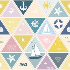 Geometric seamless pattern with nautical elements