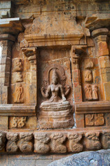 Goddess Sarsvati seated on a lotus, northern niche of the central shrine, Brihadisvara Temple, Gangaikondacholapuram