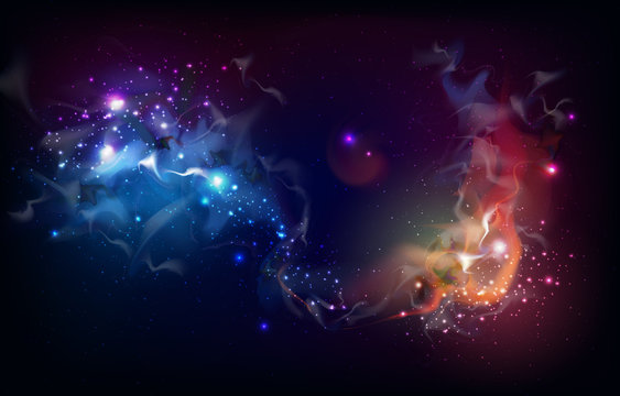 Abstract open space background. Starfield, universe, nebula in galaxy. Vector illustration