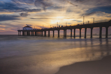 Fototapeta na wymiar Stunning Sunset at Manhattan Beach Pier