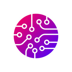 Circuit board icon vector. Colorful logo