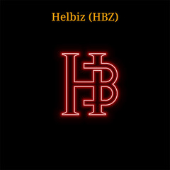 Red neon Helbiz (HBZ) cryptocurrency symbol