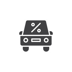 Auto loan vector icon. filled flat sign for mobile concept and web design. Percent, interest, car simple solid icon. Vehicle leasing symbol, logo illustration. Vector graphics