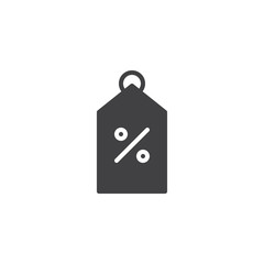 Percent tag vector icon. filled flat sign for mobile concept and web design. Discount price label simple solid icon. Symbol, logo illustration. Pixel perfect vector graphics
