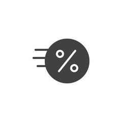 Fast coin with percent sign vector icon. filled flat sign for mobile concept and web design. Express loan simple solid icon. Symbol, logo illustration. Pixel perfect vector graphics