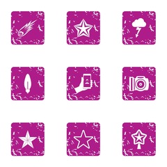 Flash icons set, grunge style