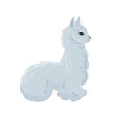 Vector image of cute alpaca in cartoon style. Colorful illustration isolated on a white background