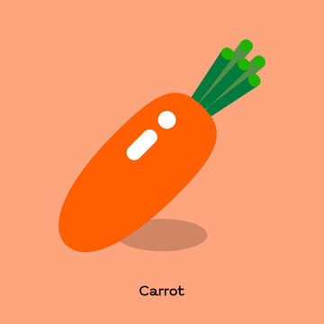 CARROT
Illustrate of bright orange carrot on light orange background with word.