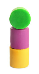 Colorful play dough on white background