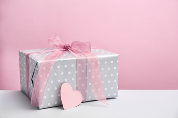 Elegant gift box for Mother's Day on table