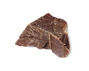 Delicious chocolate chunk on white background
