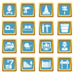 Building process icons set sapphirine square vector