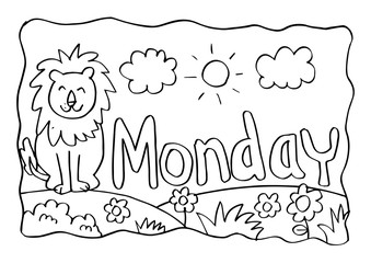 Monday coloring page with lion
