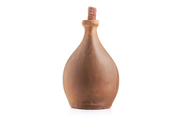 Old vintage clay wine bottle