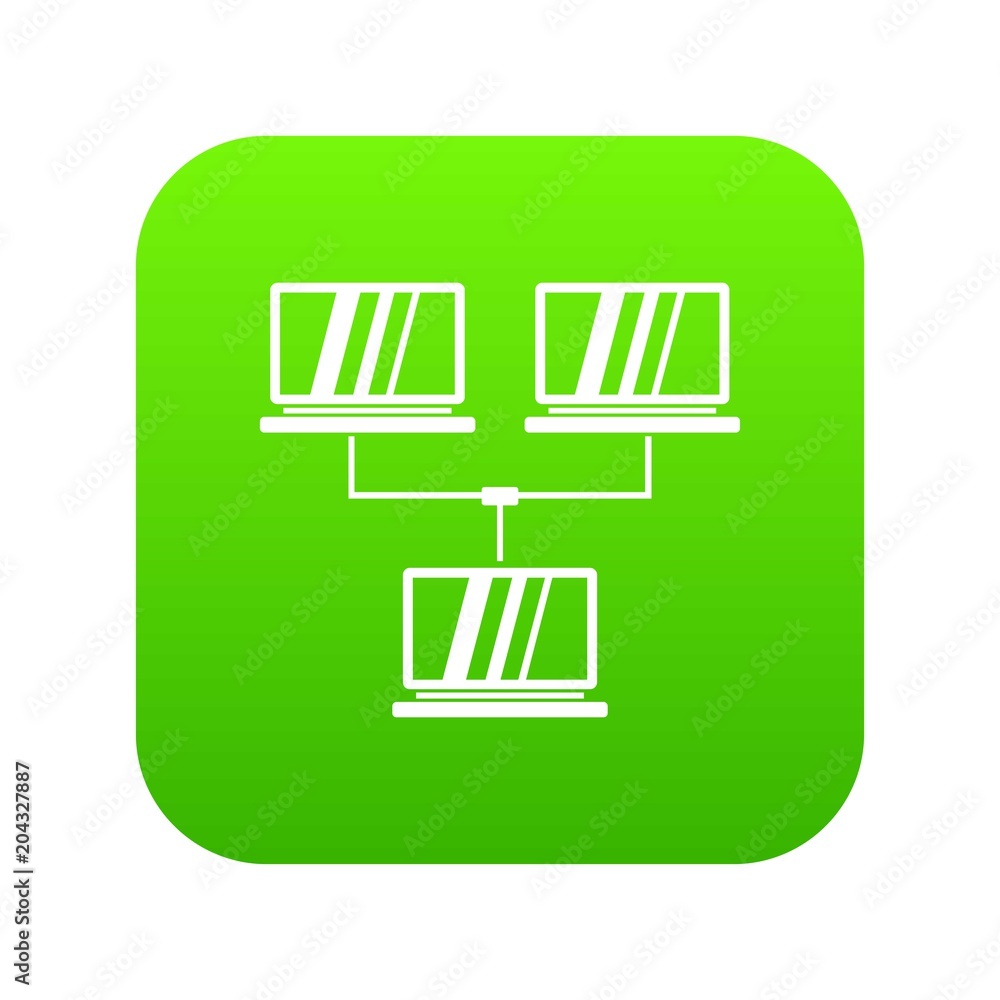 Poster exchange of data between computers icon digital green