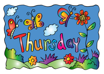 Naklejka premium Thursday coloring page with butterflies