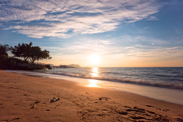 Beautiful landscape sunset over sea