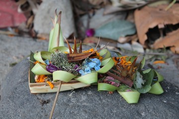 Canang sari (daily offering) in Bali, Indonesia