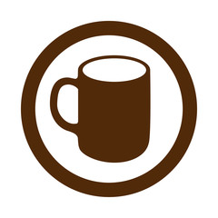 Icono plano taza cafe grande en circulo marron