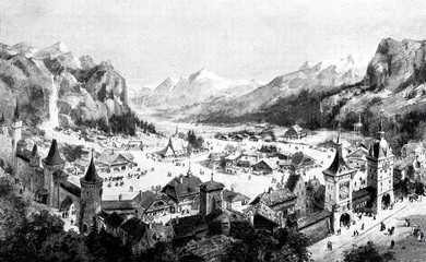 Das Schweizer Dorf bei der Weltausstellung in Paris 1900