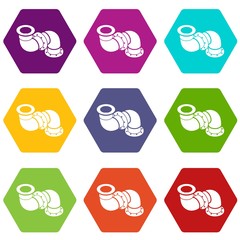 Adapter pipe icons set 9 vector