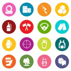 Paintball icons set colorful circles vector