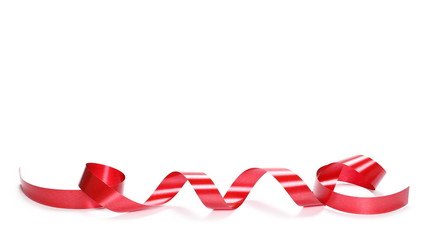 Red ribbon isolated on white background