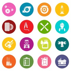 Auto repair icons set colorful circles vector